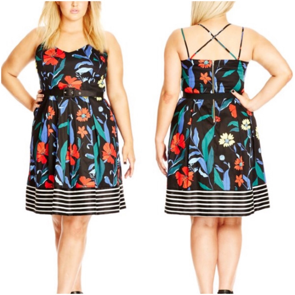 City Chic Boat House Floral Fit & Flare Dress 20